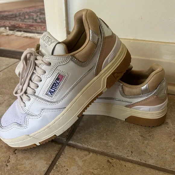 Autry White and Tan Sneakers - Picture 1 of 5
